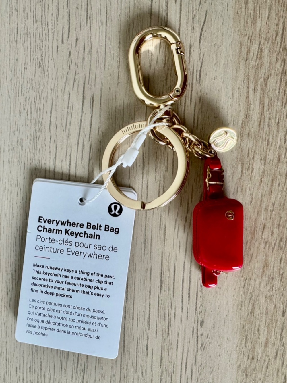 Lululemon Everywhere Belt Bag Red Charm Keychain Keyfob NWT Bag attachment NEW - Picture 4 of 6